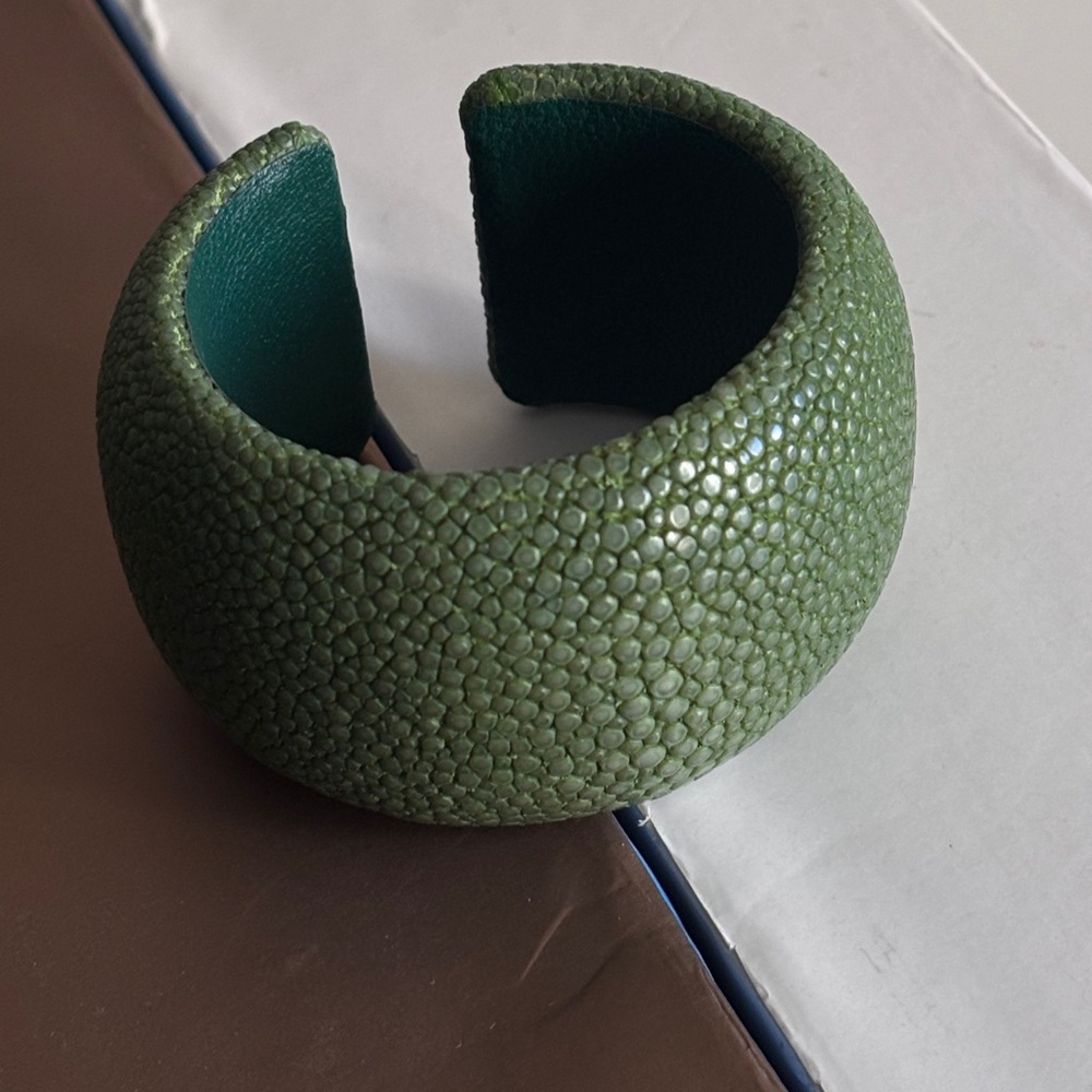 DANNIJO Green Textured stingray wide Bracelet.